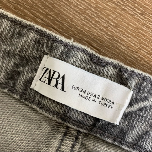 Zara womens gray mid rise full length wide leg jeans 2 NWT - Picture 7 of 11